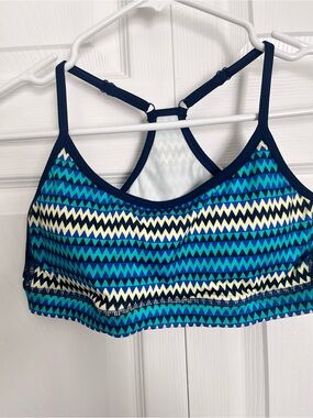 aerie Blue & Navy Zigzag Sports Bra Bralette